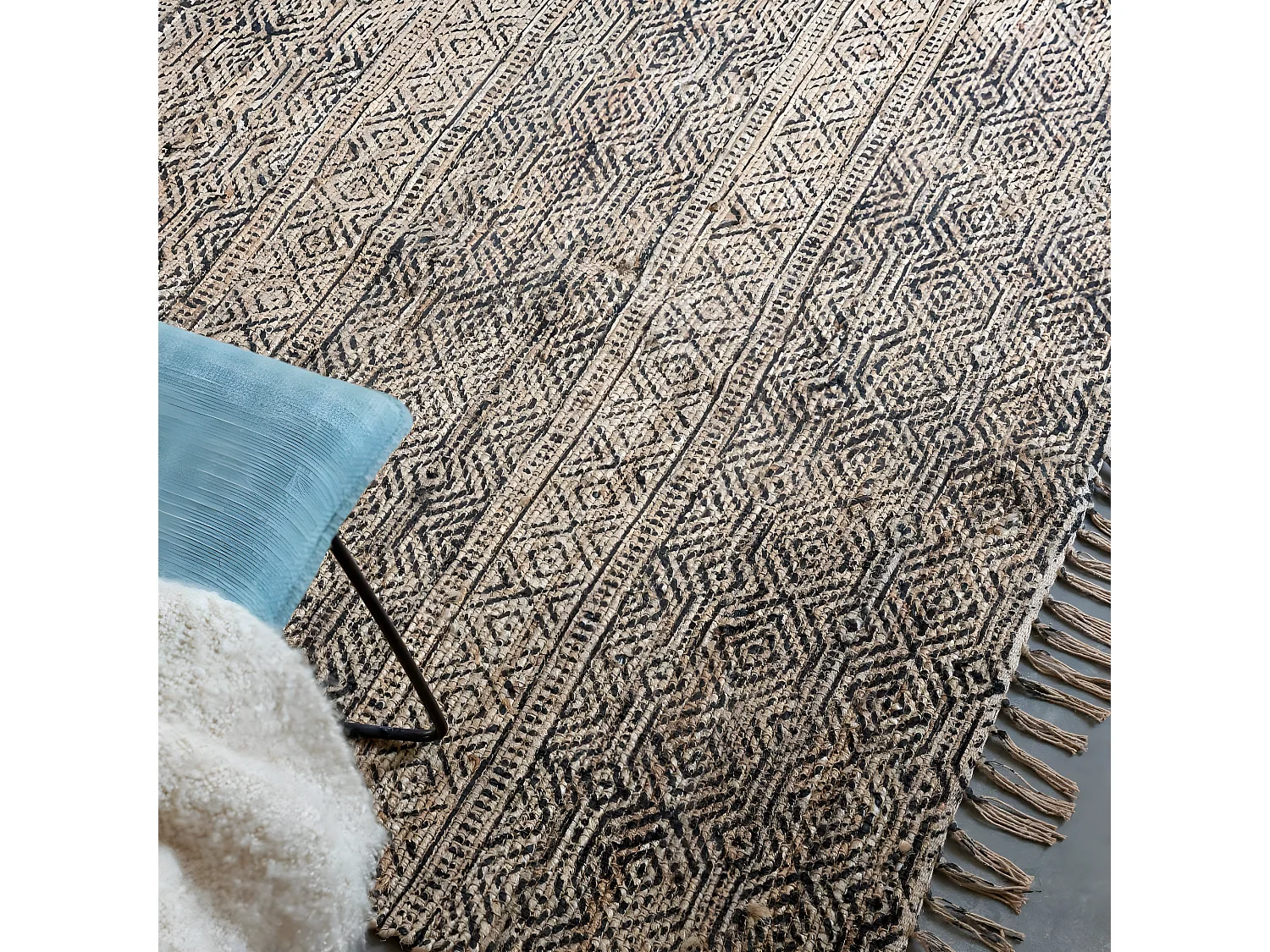 Tapis en jute et coton Antonia