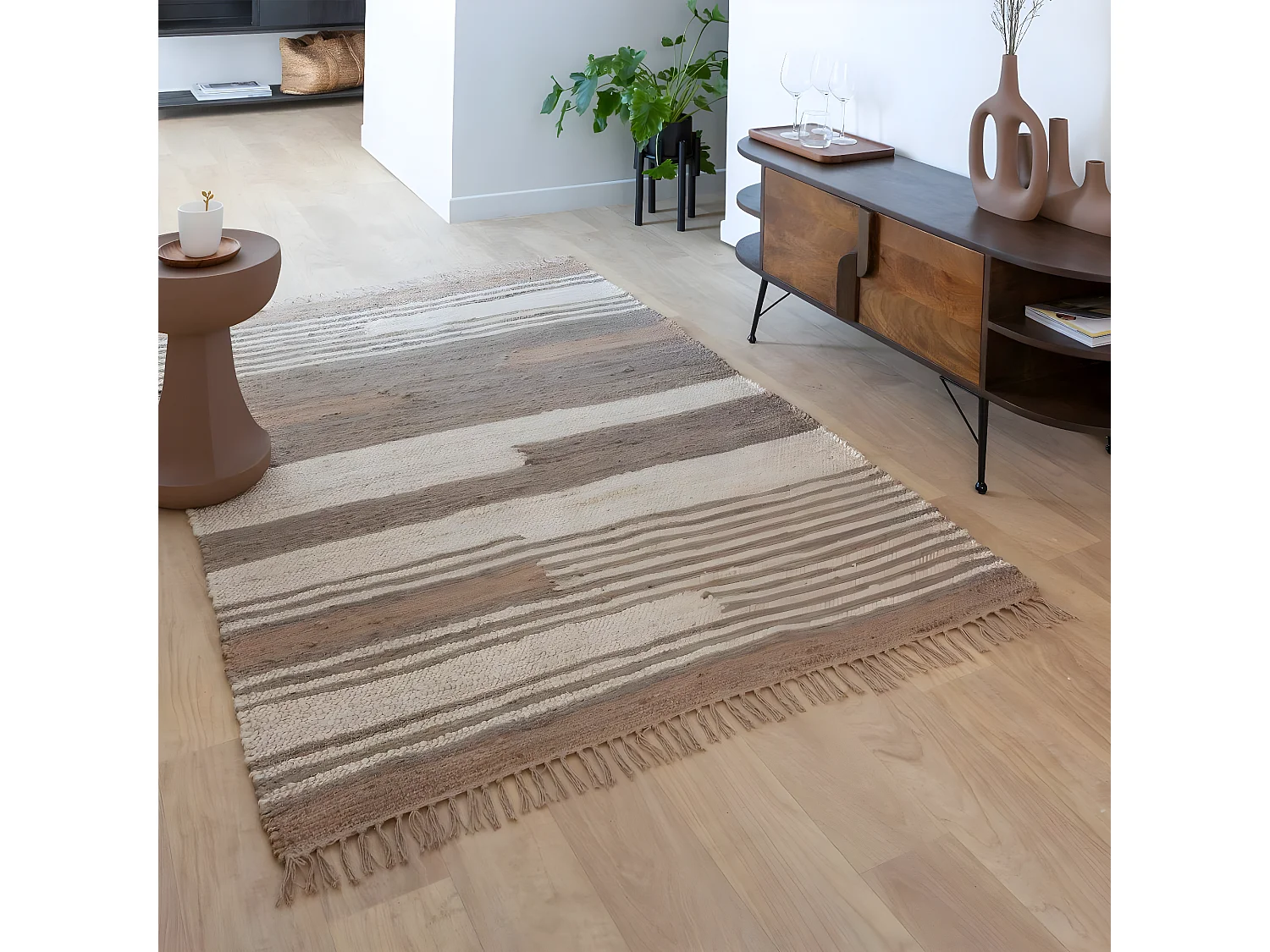 Tapis en jute et coton Robin