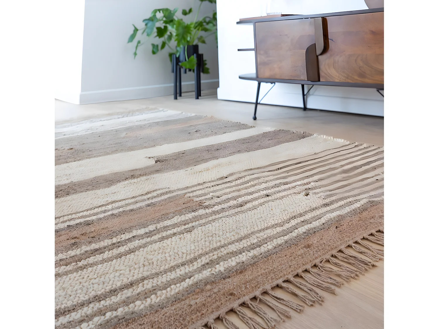 Alfombra de yute y algodón Robin para una decoración natural y acogedora