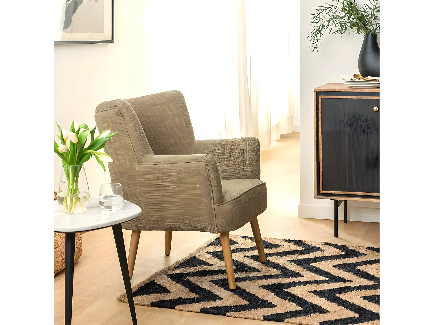 Tapis en jute et coton Mathilde