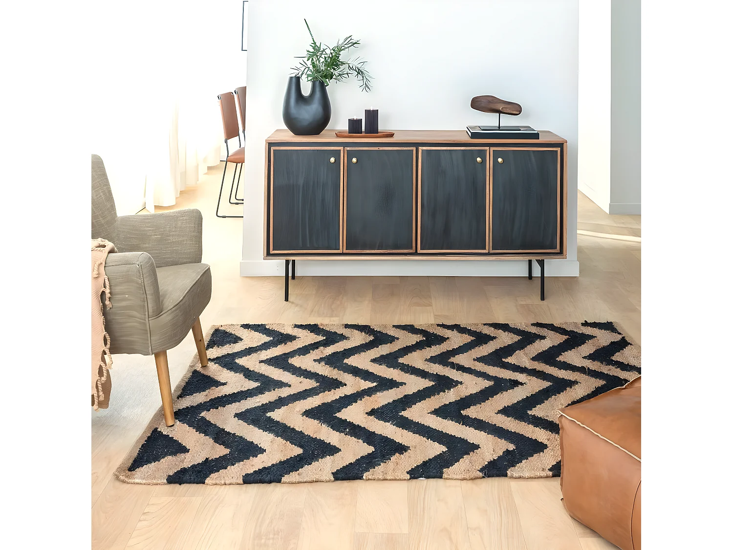 Alfombra de yute y algodón Mathilde, diseño natural para un ambiente acogedor