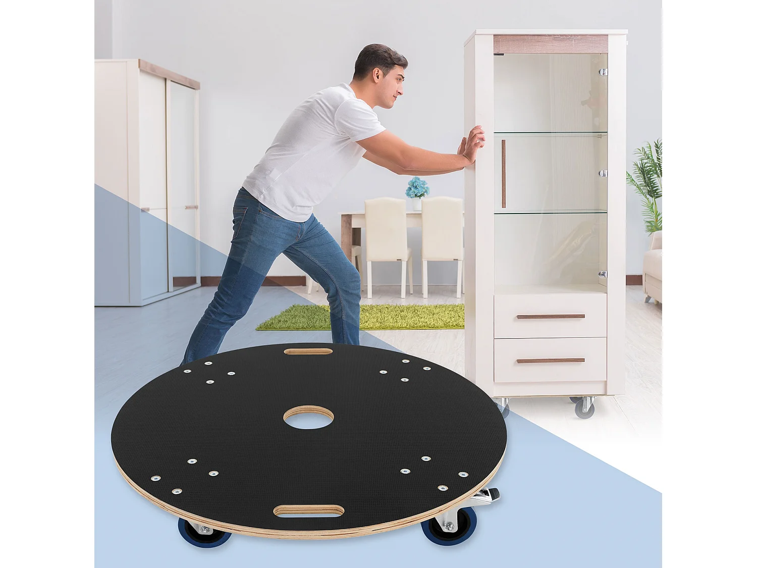 Carrello per mobili Carrello da trasporto rotondo con 2 freni Ø 77 cm fino a 800