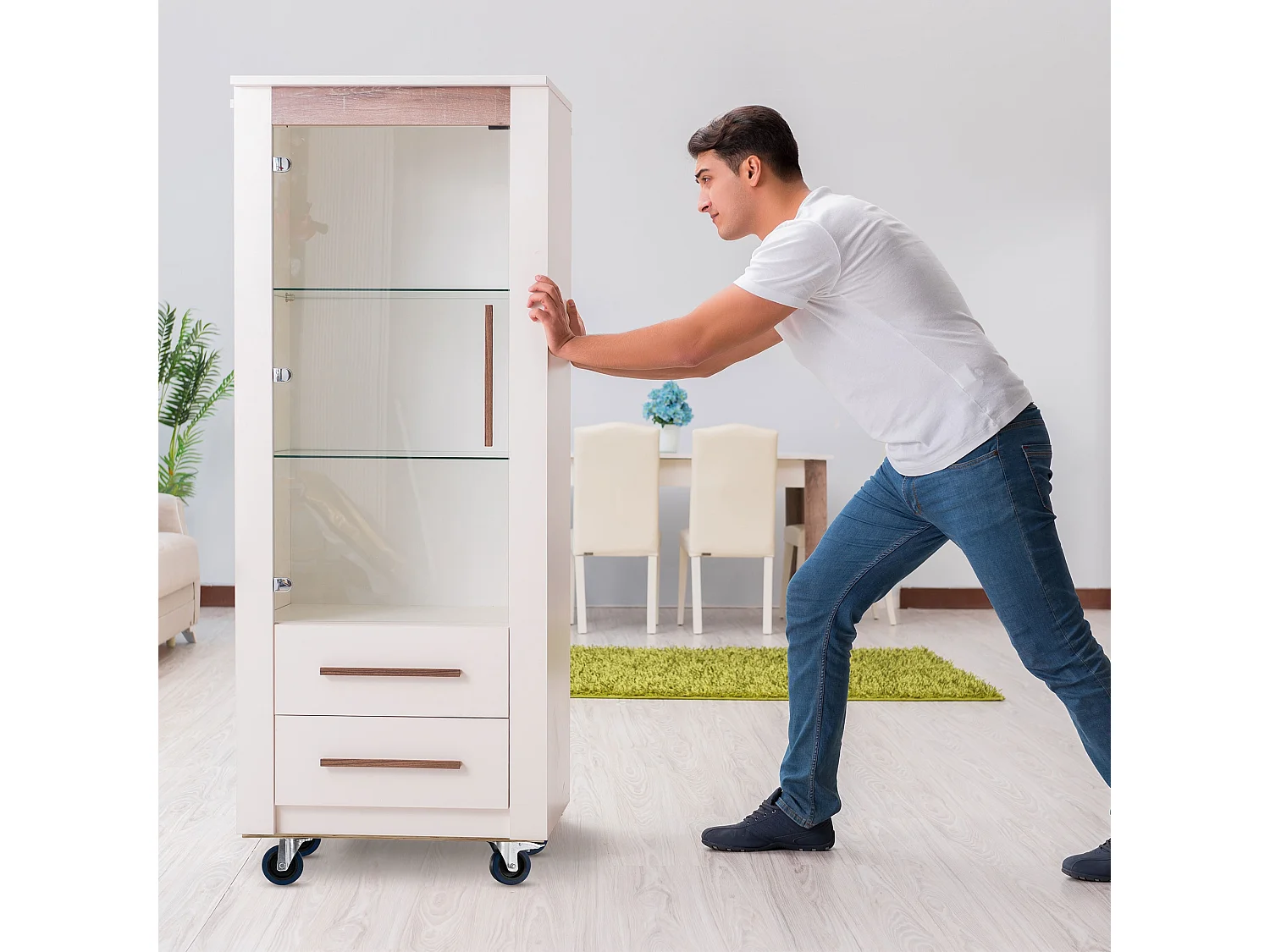 Carrello per mobili Carrello da trasporto rotondo con 2 freni Ø 87 cm fino a 800