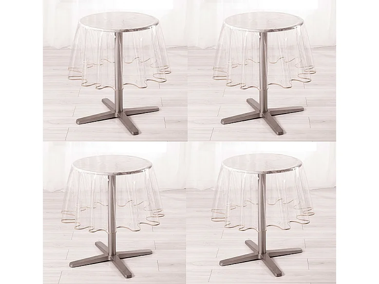 Nappe Ronde Cristal "Garden" 180cm Transparent & Taupe