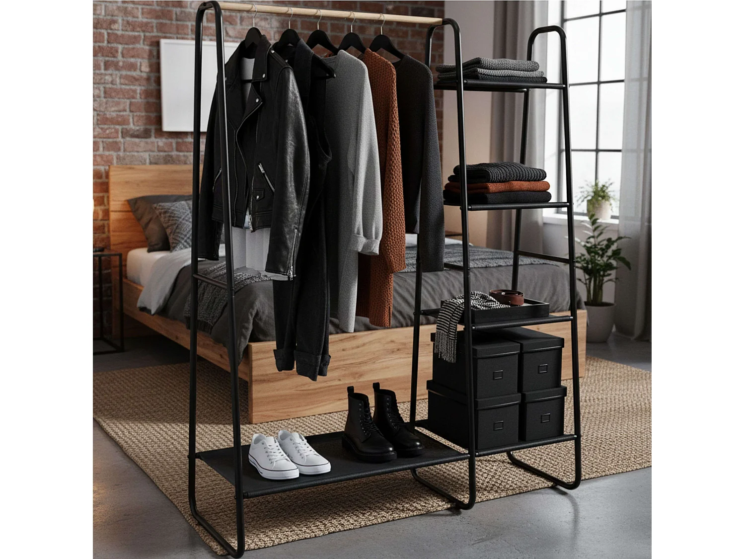 Portant à Vêtements & Étagères "Artemis" 150cm Noir
