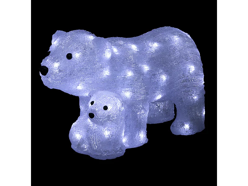 Déco lumineuse Maman et Bébé Ours 60 LED Blanc froid H 27 cm
