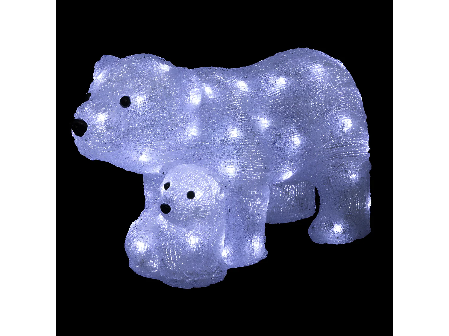 Déco lumineuse Maman et Bébé Ours 60 LED Blanc froid H 27 cm