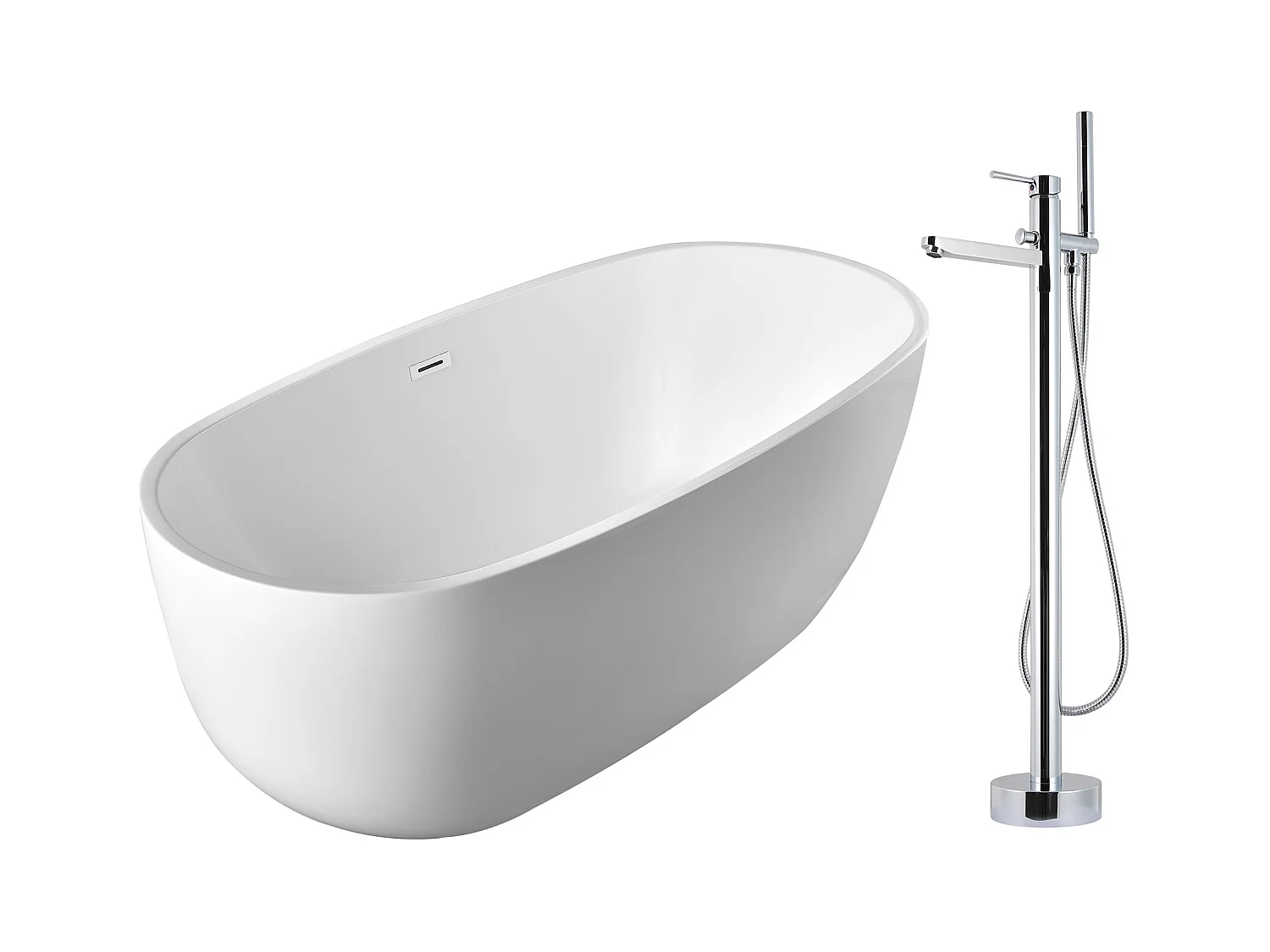 Ensemble baignoire îlot blanche NICA + robinet mitigeur sur pied HARU