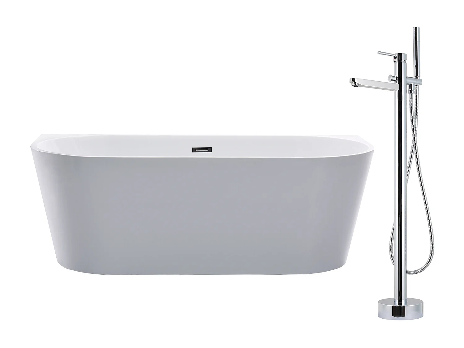 Ensemble baignoire semi îlot blanche 245L + robinet mitigeur sur pied DIVINA