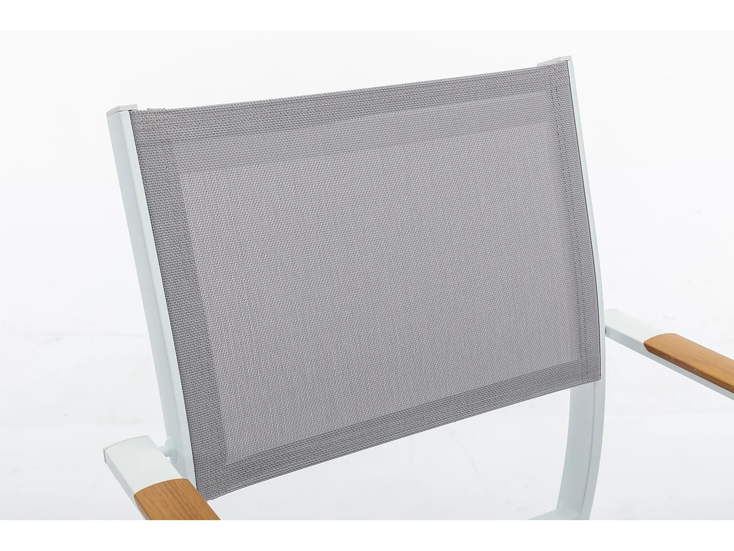 Lot de 2 fauteuils de jardin empilables en aluminimum et textilène - Gris clair et blanc - MACILA de MYLIA