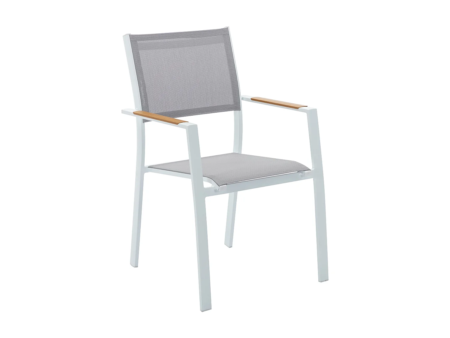 Salle à manger de jardin en aluminium et polywood : une table extensible L.170/230 cm et 6 fauteuils empilables - Naturel clair et gris - MACILA de MYLIA