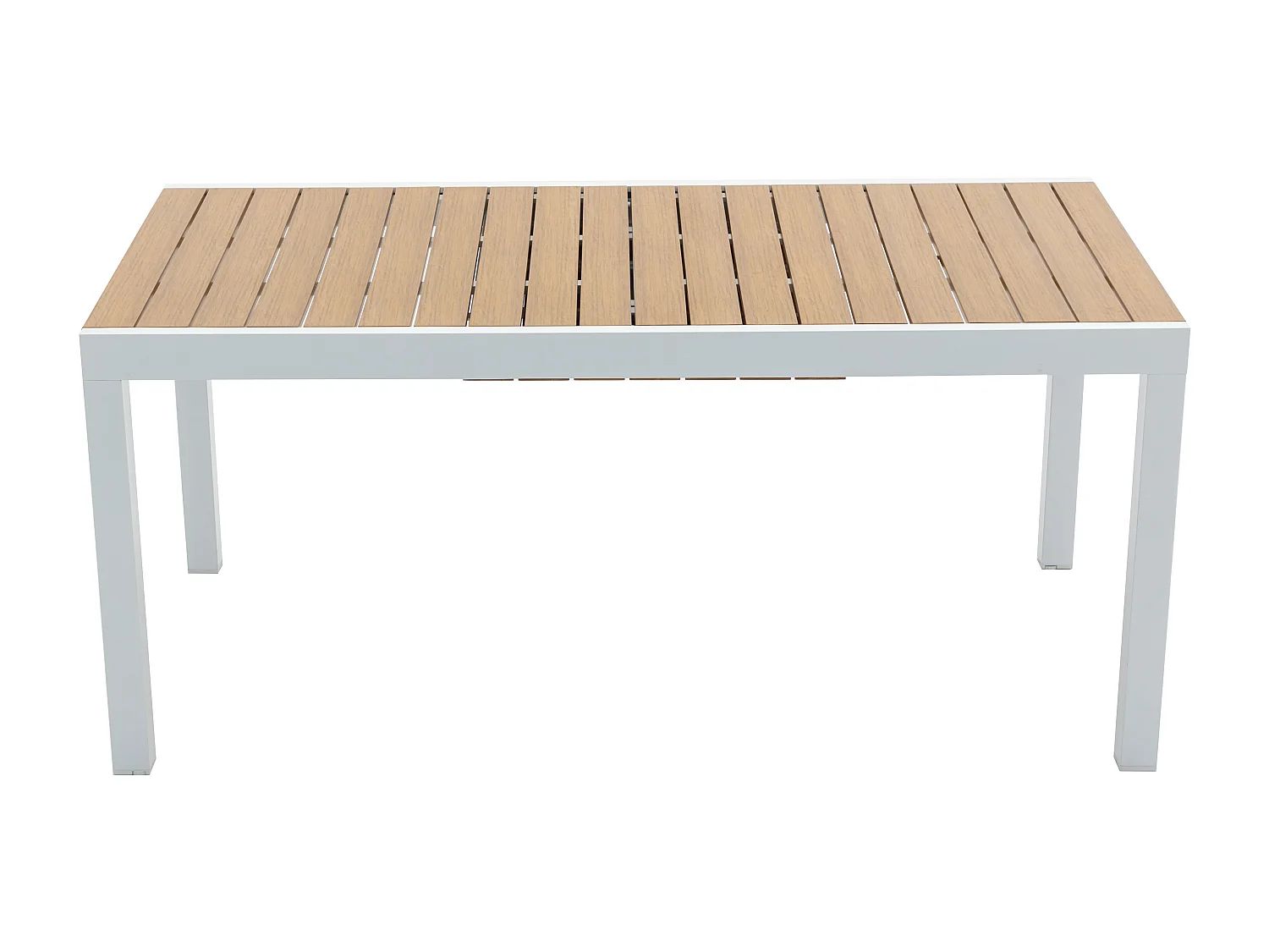 Comedor de jardín de aluminio y poliwood: una mesa extensible L.170 / 230 cm y 8 sillas apilables - Natural claro y gris - MACILA de MYLIA