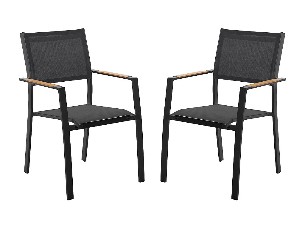 Gartensessel 2er Set - stapelbar - Aluminium & Textilene - Anthrazit - MACILA von MYLIA