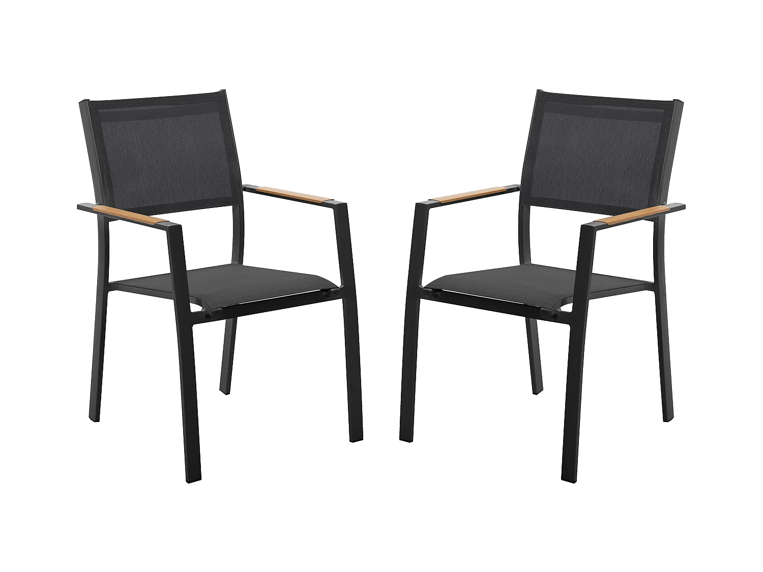 Gartensessel 2er Set - stapelbar - Aluminium & Textilene - Anthrazit - MACILA von MYLIA