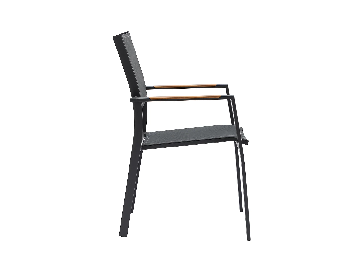 Conjunto de 2 sillones de jardín apilables de aluminio y textileno - Antracita - MACILA de MYLIA