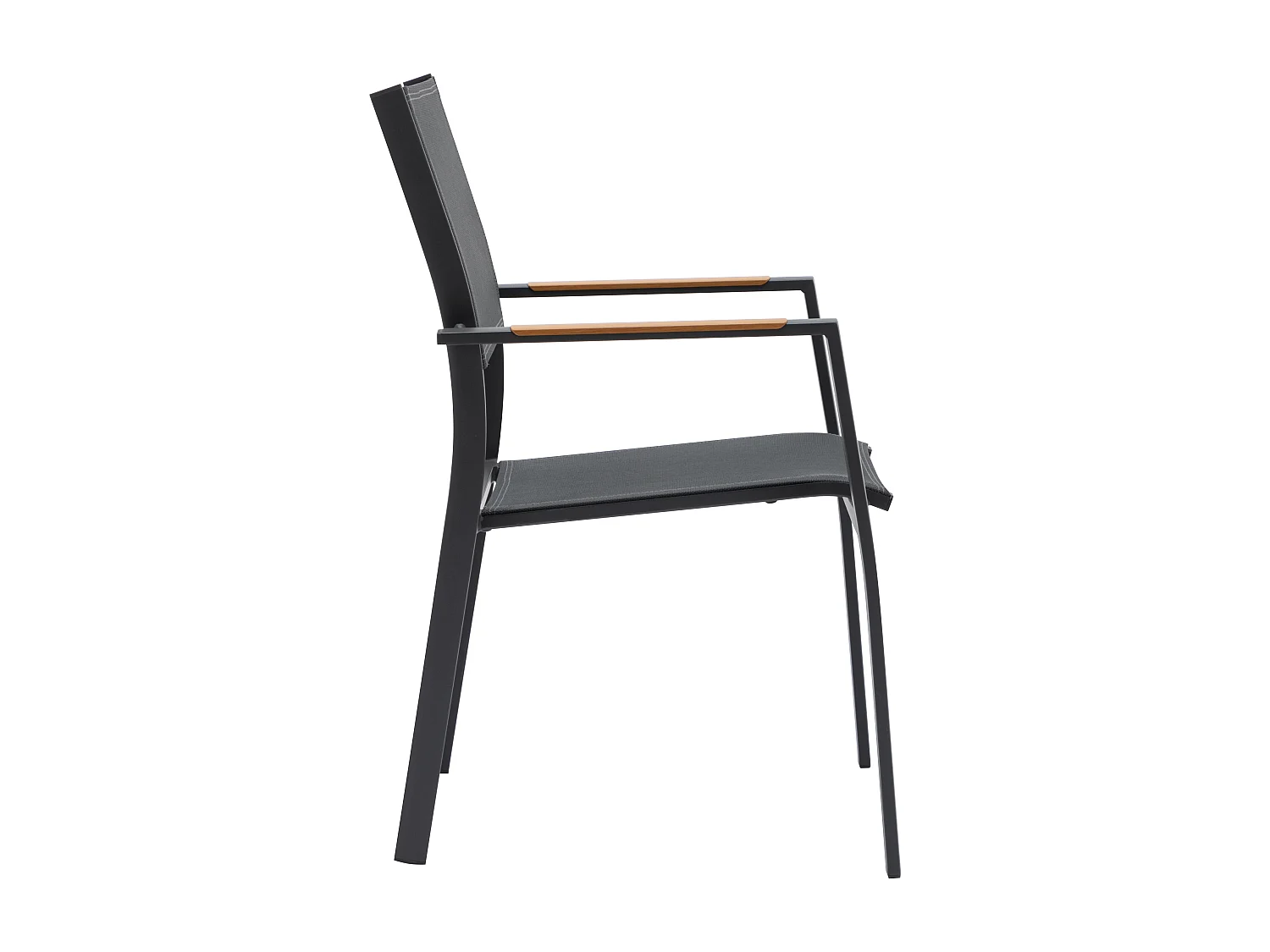 Lot de 2 fauteuils de jardin empilables en aluminimum et textilène - Anthracite - MACILA de MYLIA