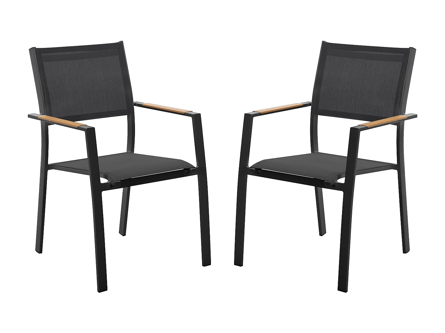 Lot de 2 fauteuils de jardin empilables en aluminimum et textilène - Anthracite - MACILA de MYLIA