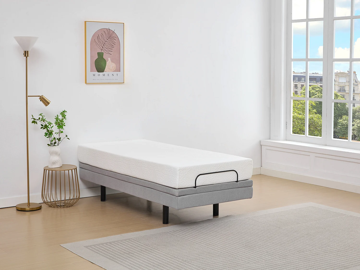 Sommier électrique de relaxation déco - 80 x 200 cm - Tissu - Gris - ALPANA de YSMÉE