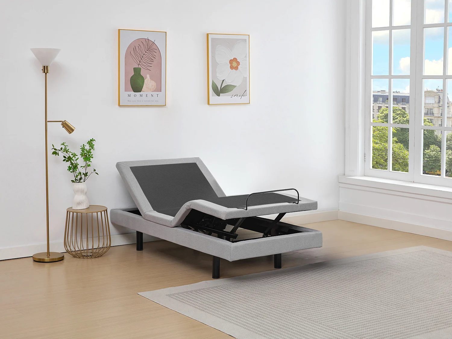 Sommier électrique de relaxation déco - 80 x 200 cm - Tissu - Gris - ALPANA de YSMÉE