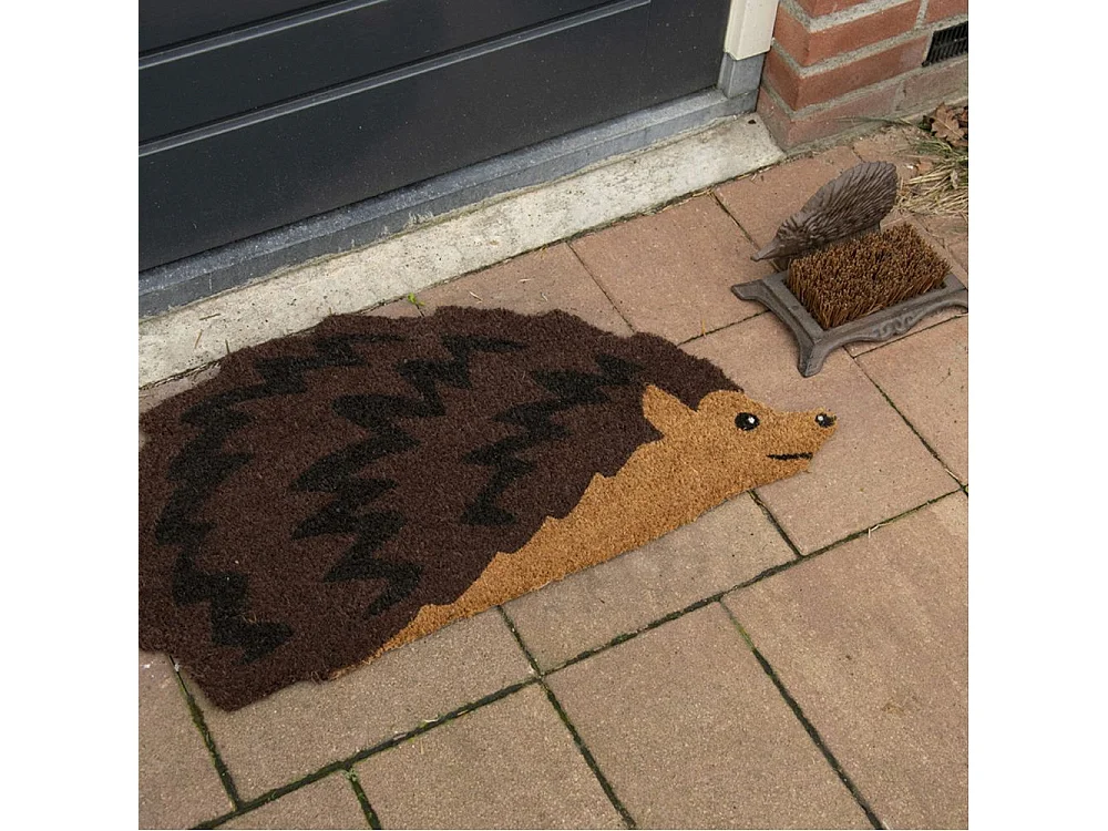 Paillasson animal en fibres de coco revers antidérapant Hérisson