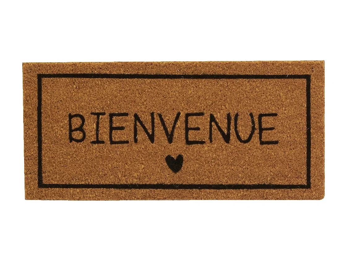 Petit paillasson en coco 55 x 25 cm Coeur bienvenue