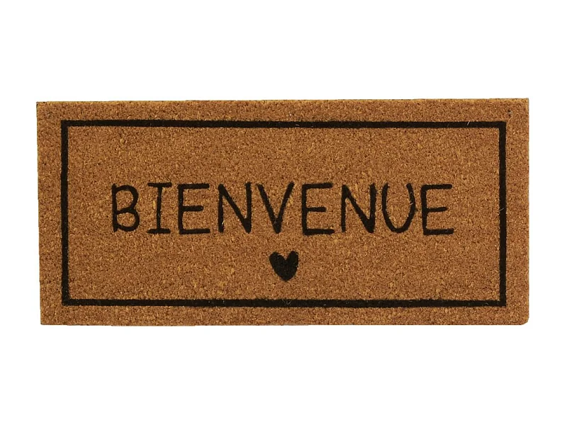 Petit paillasson en coco 55 x 25 cm Coeur bienvenue