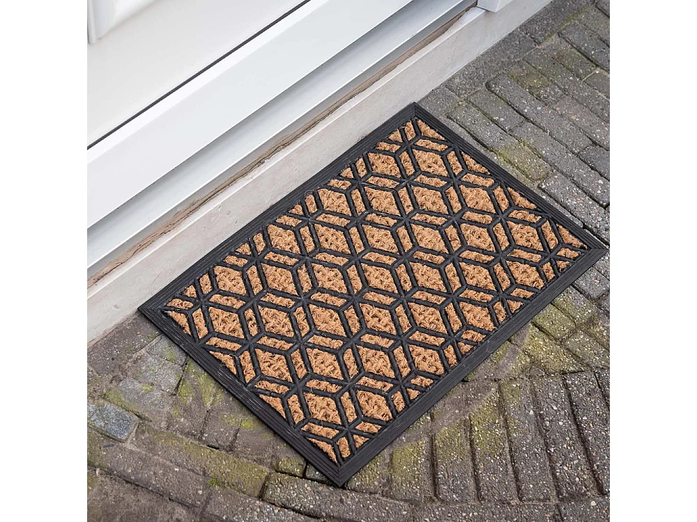 Paillasson en fibres de coco et caoutchouc 60 x 40 cm Losanges