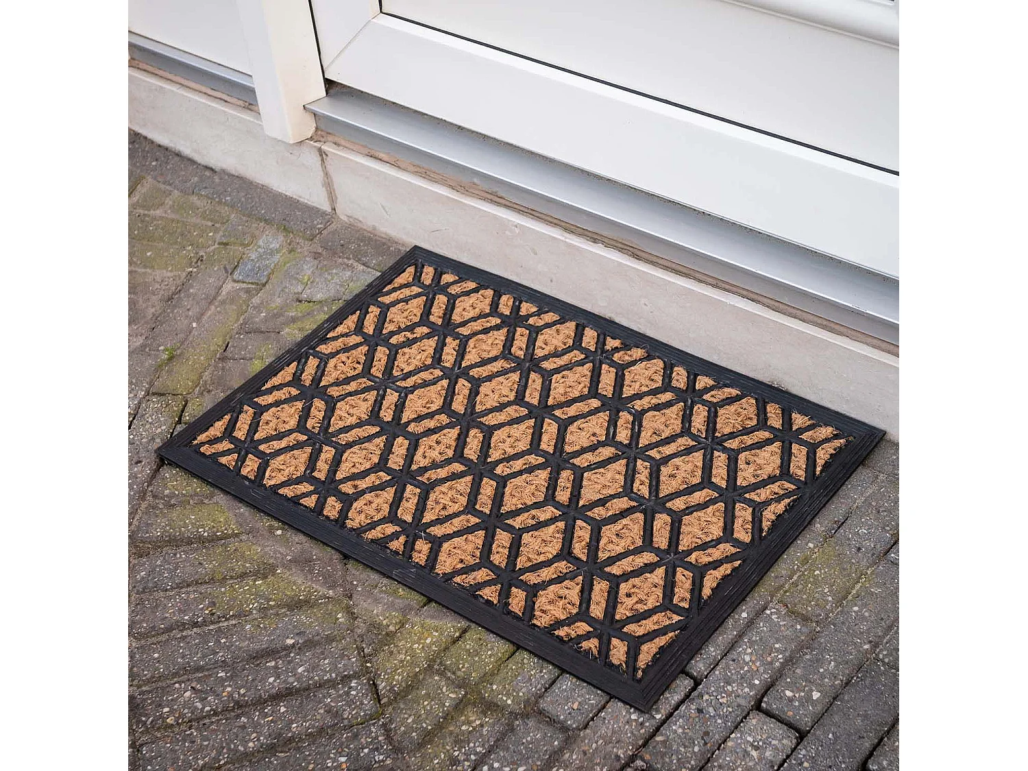 Paillasson en fibres de coco et caoutchouc 60 x 40 cm Losanges