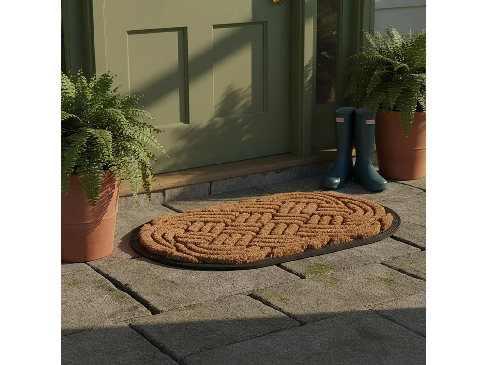 Paillasson en fibres de coco tissé et caoutchouc