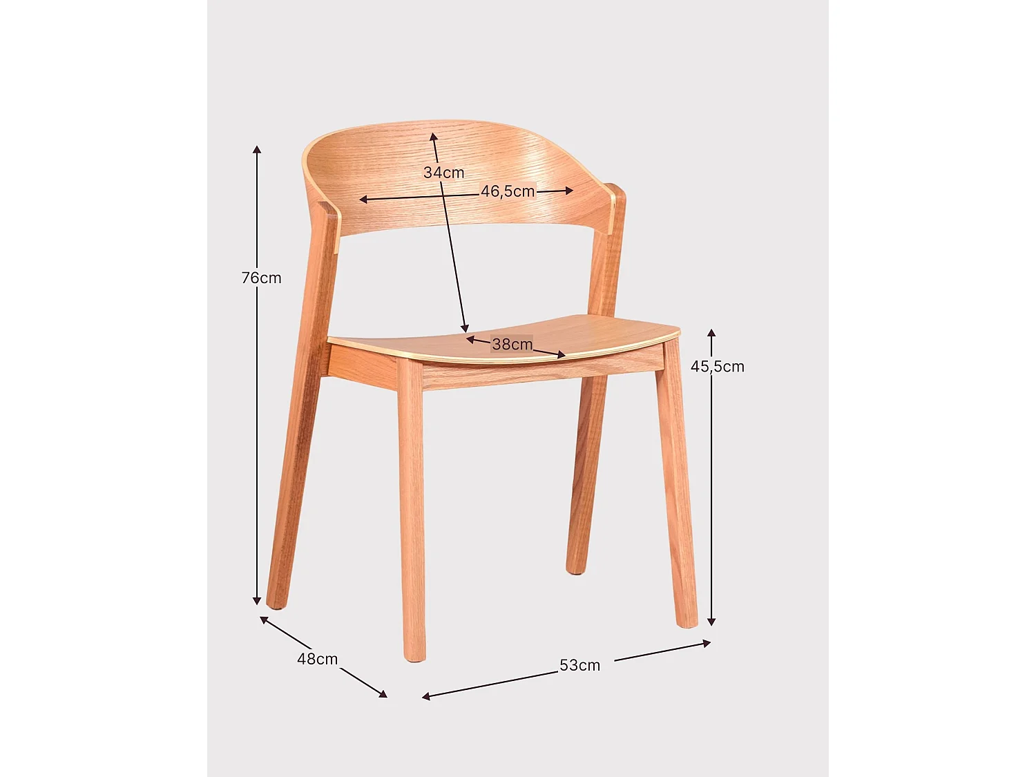 Cadeira escandinava em madeira de carvalho natural - Soho - Carvalho