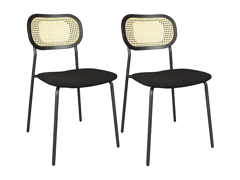 Now's Home - Lot De 2 Chaises En Bois Et Velours Et Pieds En Metal