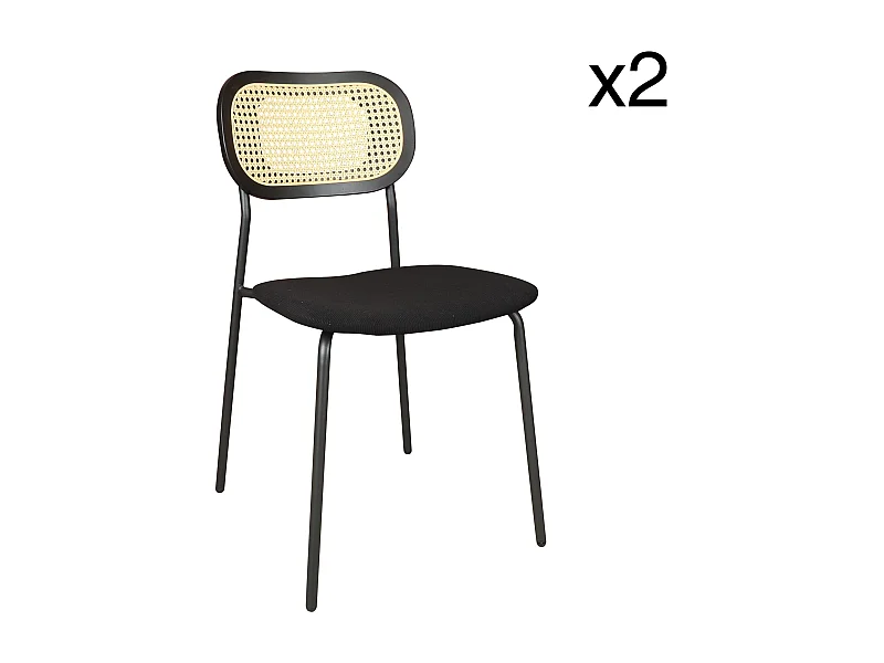 Now's Home - Lot De 2 Chaises En Bois Et Velours Et Pieds En Metal