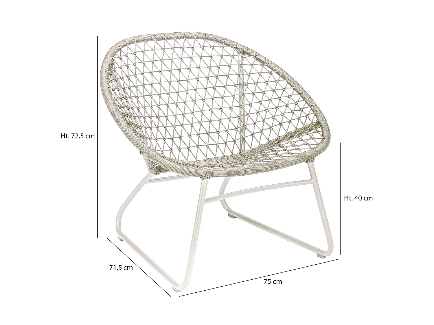 Now's Home - Fauteuil Lounge Extérieur En Polypropylène Et Pieds En Métal Beige
