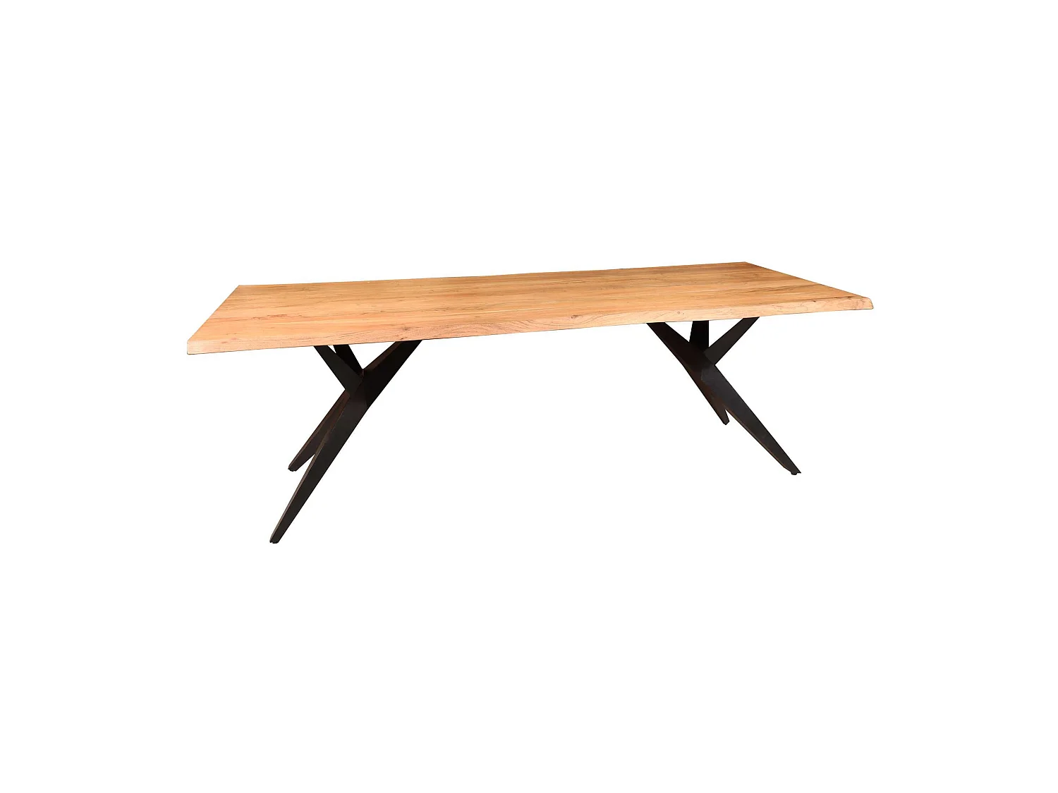 Now's Home - Table En Bois D'acacia Avec Pieds En Metal Noir 230x100x76cm Hamer