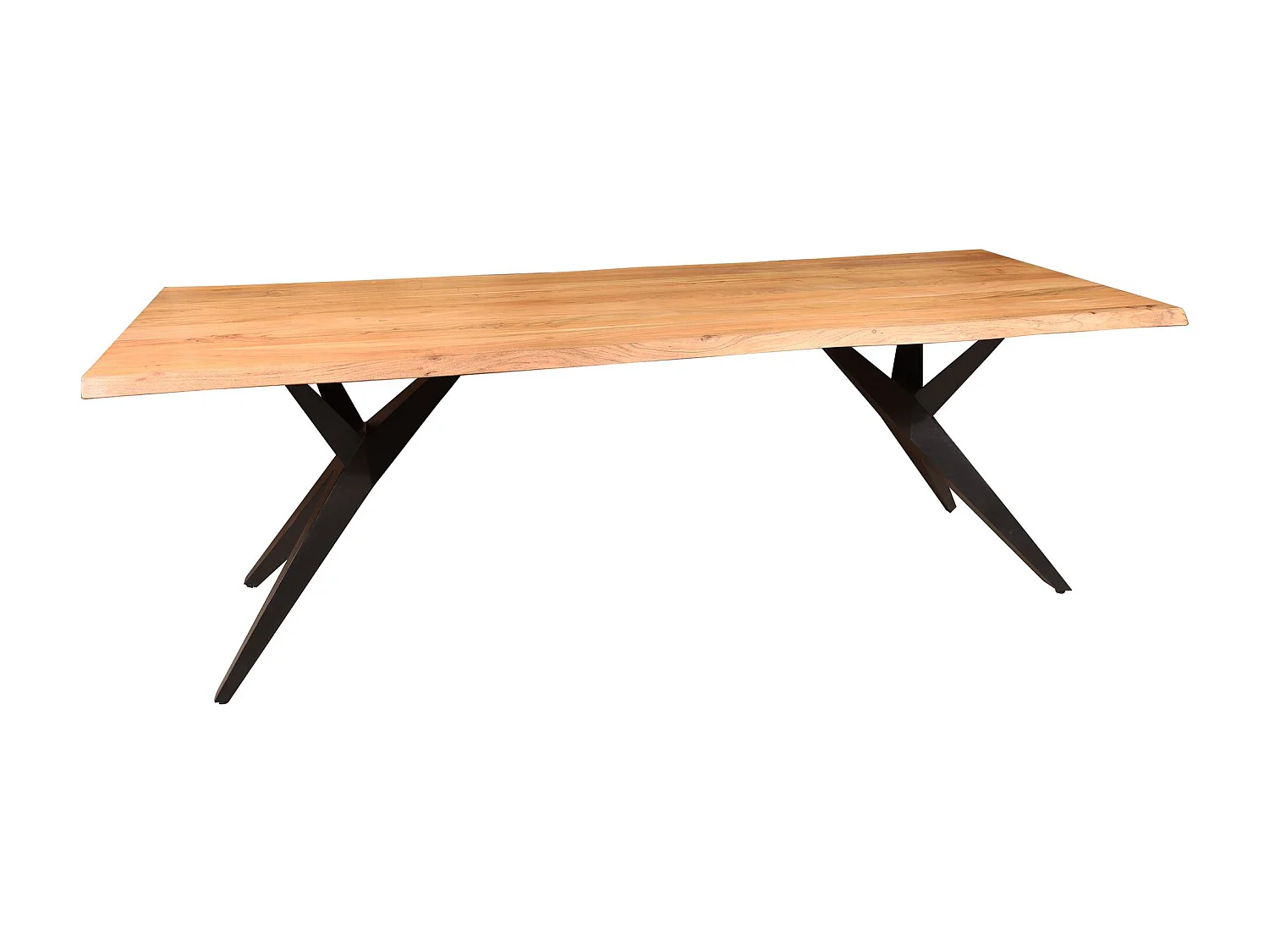 Now's Home - Table En Bois D'acacia Avec Pieds En Métal Noir 230x100x76cm Hamer