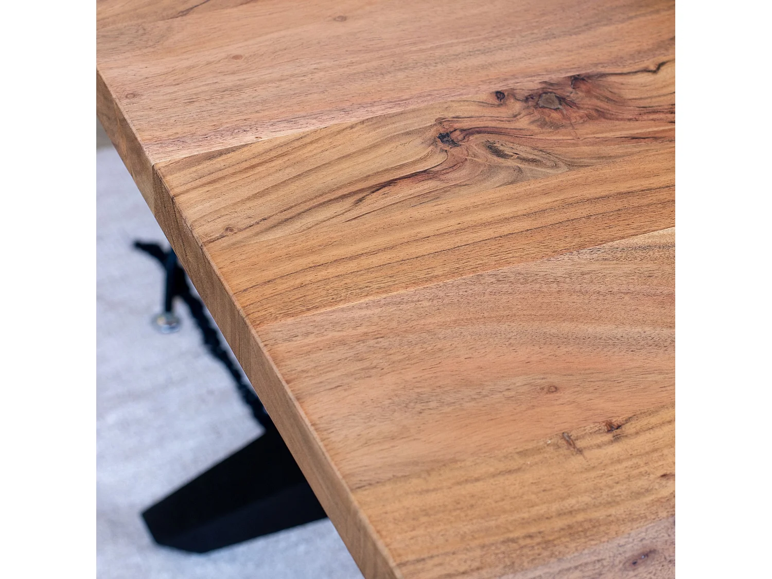 Now's Home - Table En Bois D'acacia Avec Pieds En Métal Noir 230x100x76cm Hamer