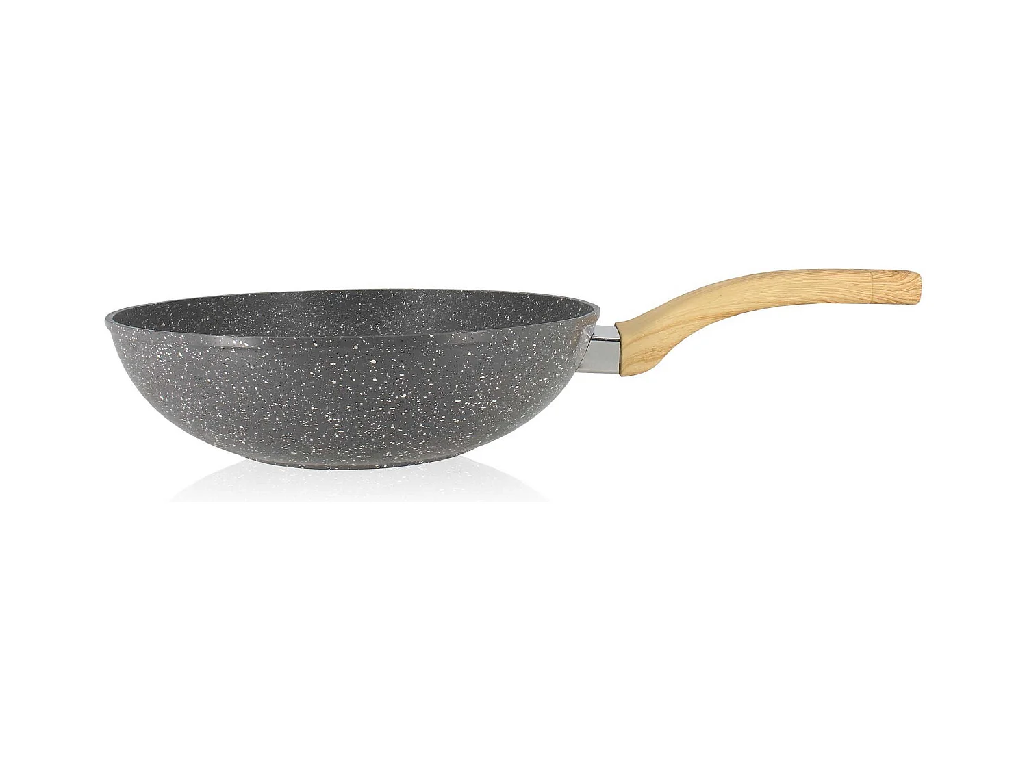 Menastyl - Wok Cannelle 28 Cm Avec Poignees En Bois Clair