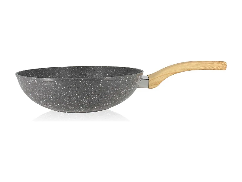 Menastyl - Wok Cannelle 28 Cm Avec Poignees En Bois Clair