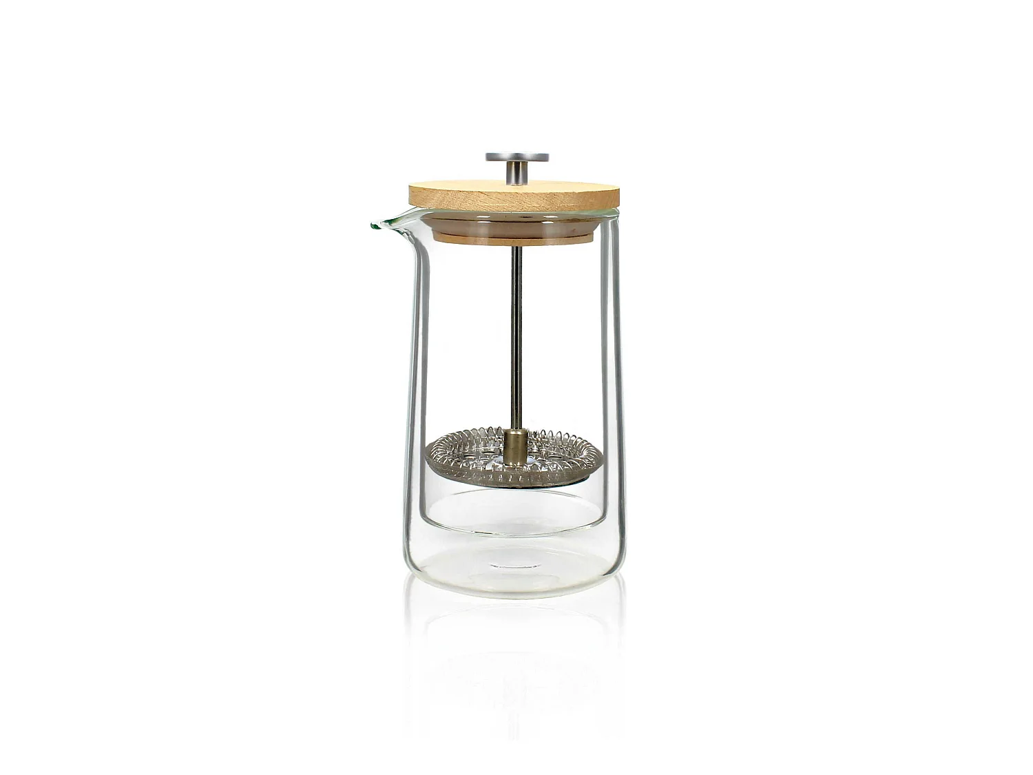 Ogo Living - Cafetiere Piston Octave 350ml En Verre Double Paroi Couvercle Bois