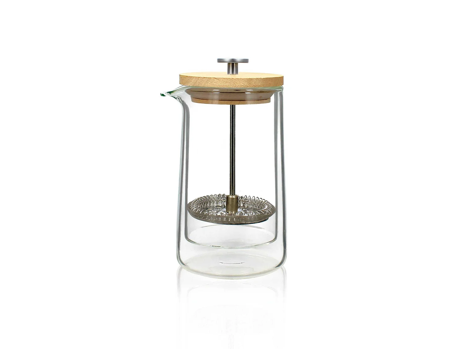 Ogo Living - Cafetiere Piston Octave 350ml En Verre Double Paroi Couvercle Bois