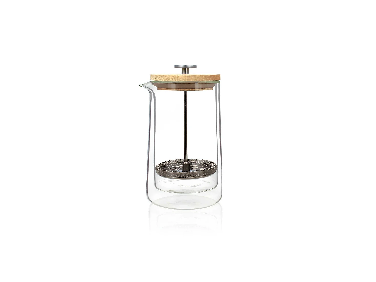 Ogo Living - Cafetiere Piston Octave 500ml En Verre Double Paroi Couvercle Bois