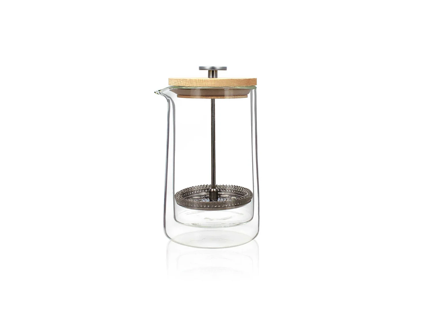 Ogo Living - Cafetiere Piston Octave 500ml En Verre Double Paroi Couvercle Bois