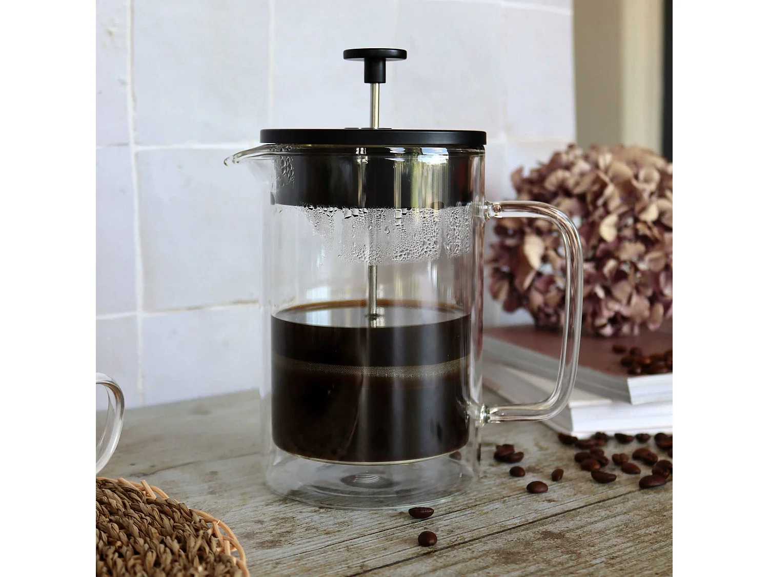 Ogo Living - Cafetiere A Piston Helya 800ml En Verre Double Paroi