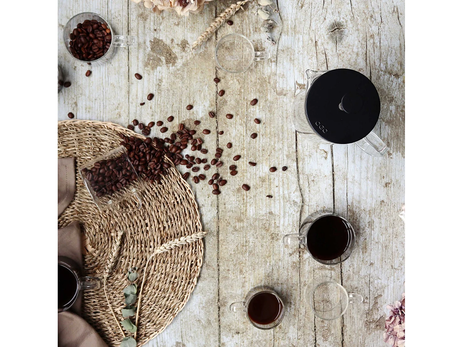 Ogo Living - Cafetiere A Piston Helya 800ml En Verre Double Paroi