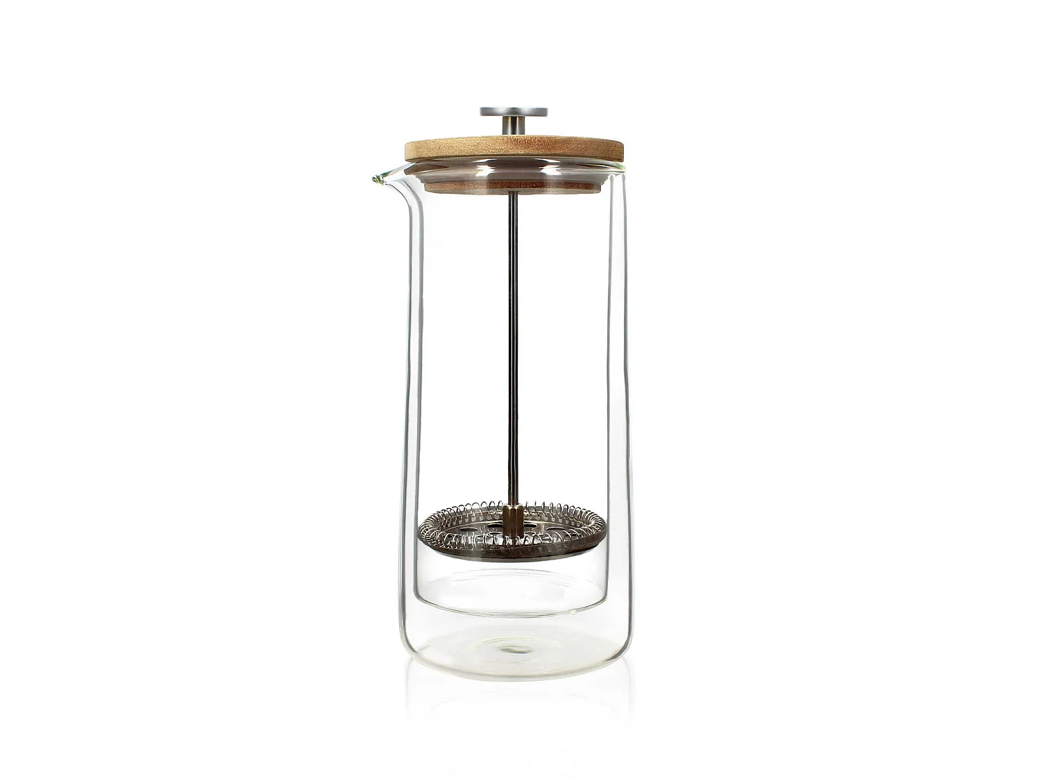 Ogo Living - Cafetiere Piston Octave 800ml En Verre Double Paroi Couvercle Bois