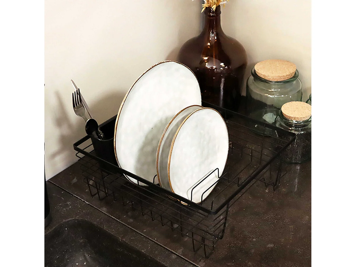 Novastyl - Egouttoir A Vaisselle En Metal Noir