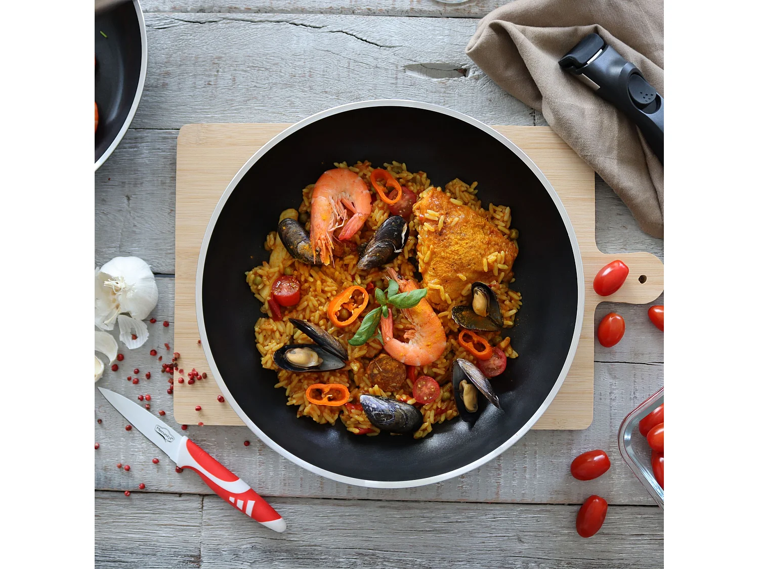 Menastyl - Set 4 Pieces Iris Poeles Casserole Et Poignee En Aluminium Induction