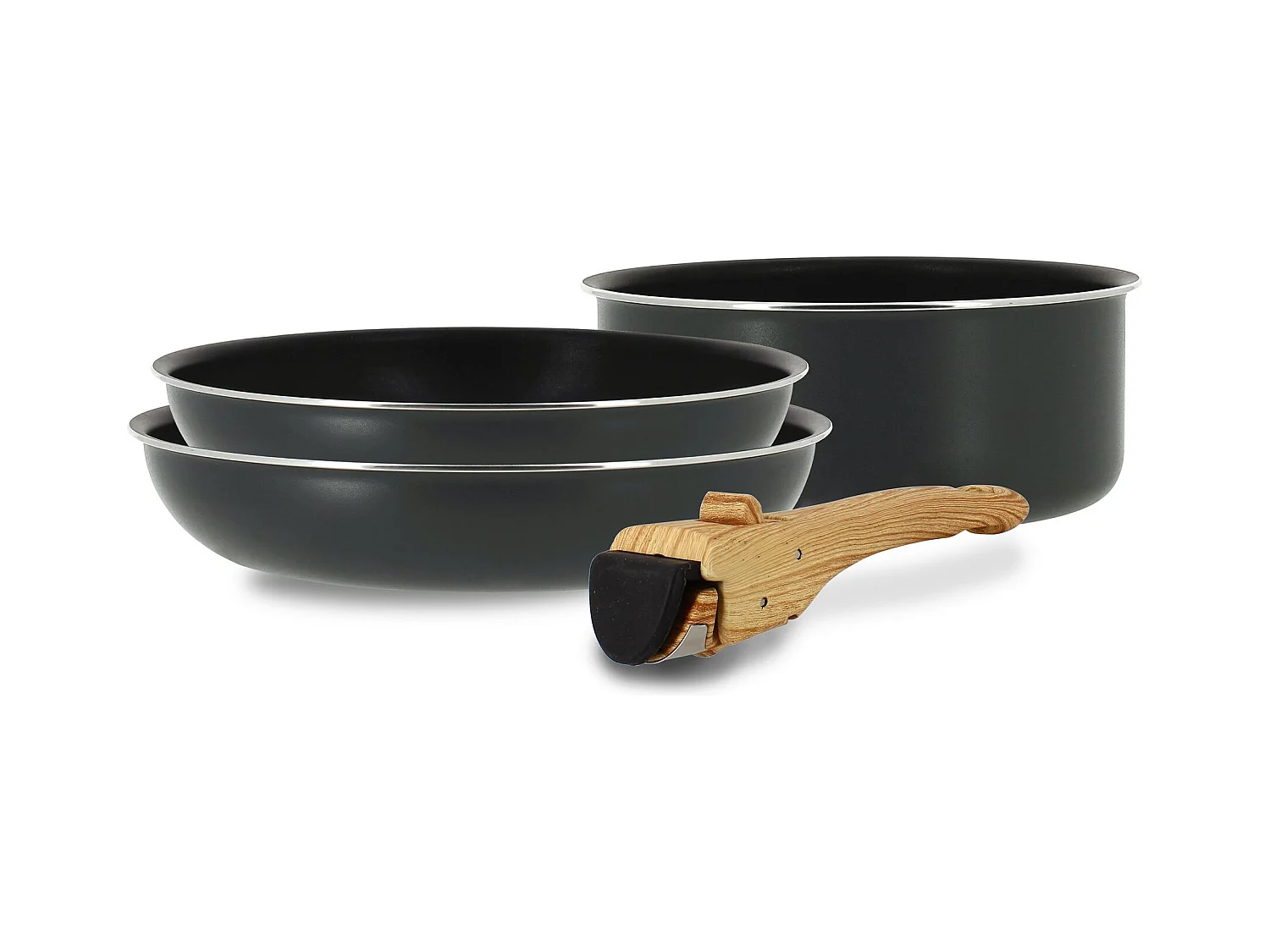 Menastyl - Set 4 Pieces Iris Poeles Casserole Et Poignee En Aluminium Induction