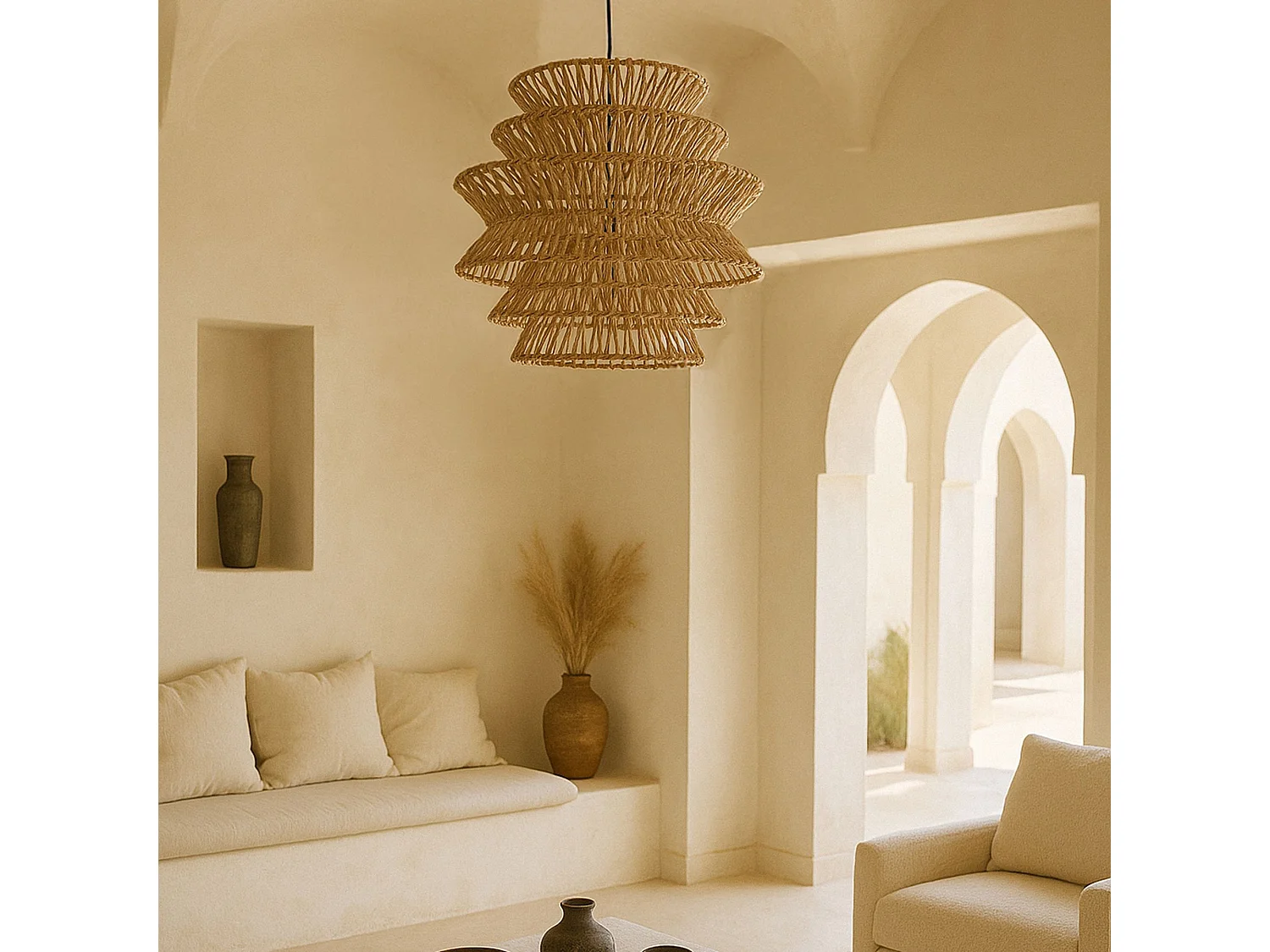 Now's Home - Cache Ampoule En Bambou Tressee à La  Main 51x51x46cm Ganon