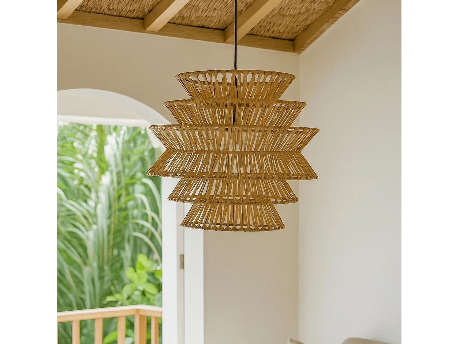 Now's Home - Cache Ampoule En Bambou Tressee à La  Main 51x51x46cm Ganon